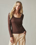 Women's Luxe Rib Square Neck Long Sleeve - Chicory Coffee